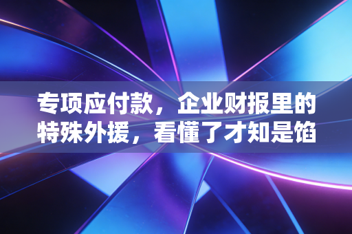 专项应付款，企业财报里的特殊外援，看懂了才知是馅饼还是包袱
