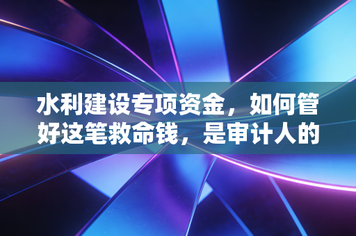 水利建设专项资金,如何管好这笔救命钱,是审计人的良心活