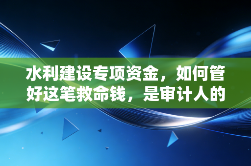 水利建设专项资金，如何管好这笔救命钱，是审计人的良心活