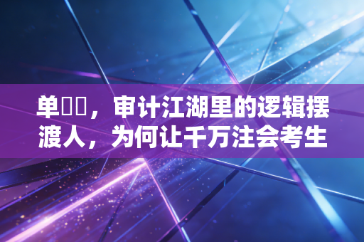 单喆慜,审计江湖里的逻辑摆渡人,为何让千万注会考生破防?