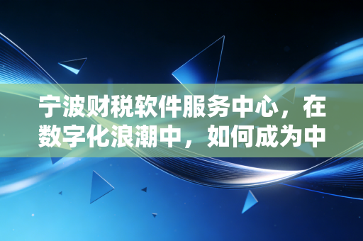 宁波财税软件服务中心,在数字化浪潮中,如何成为中小企业的财务定海神针?