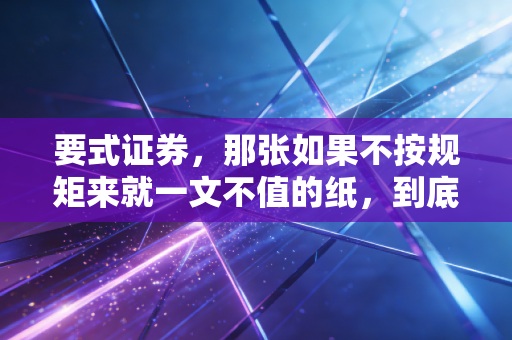 要式证券,那张如果不按规矩来就一文不值的纸,到底锁住了什么?