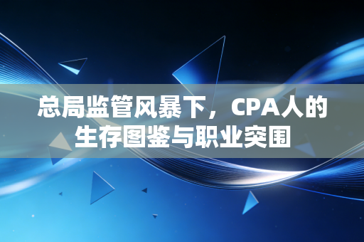 总局监管风暴下，CPA人的生存图鉴与职业突围