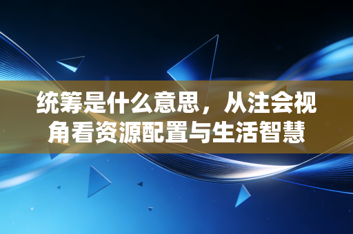 统筹是什么意思,从注会视角看资源配置与生活智慧