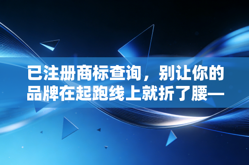 已注册商标查询，别让你的品牌在起跑线上就折了腰——一位注会眼中的品牌资产护城河