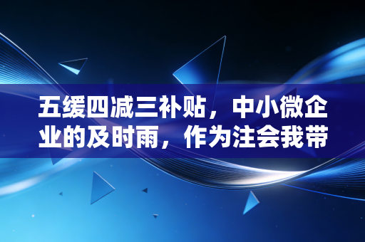 五缓四减三补贴，中小微企业的及时雨，作为注会我带你算算账