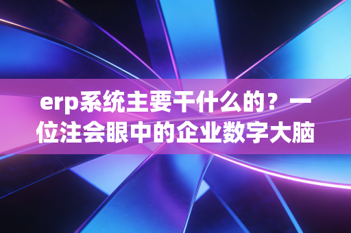 erp系统主要干什么的？一位注会眼中的企业数字大脑与效率革命