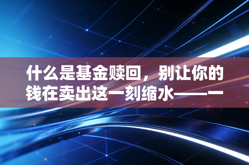 什么是基金赎回，别让你的钱在卖出这一刻缩水——一个注会眼里的投资哲学