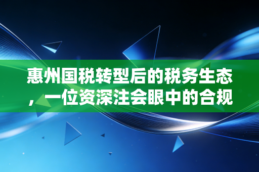 惠州国税转型后的税务生态,一位资深注会眼中的合规红利与经营智慧