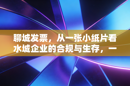 聊城发票，从一张小纸片看水城企业的合规与生存，一位注会的心里话