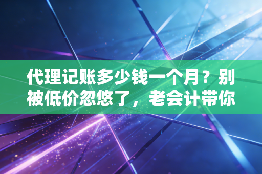 代理记账多少钱一个月?别被低价忽悠了,老会计带你算笔明白账