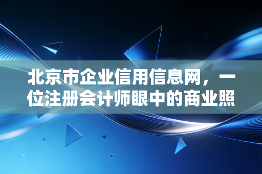 北京市企业信用信息网,一位注册会计师眼中的商业照妖镜与避坑指南