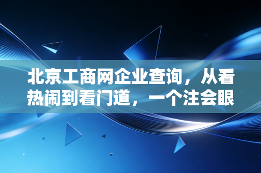北京工商网企业查询，从看热闹到看门道，一个注会眼里的商业风控实战录
