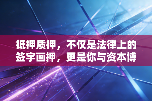 抵押质押，不仅是法律上的签字画押，更是你与资本博弈的生死筹码