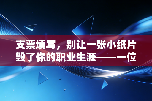 支票填写，别让一张小纸片毁了你的职业生涯——一位老会计的血泪经验谈