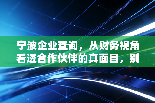 宁波企业查询，从财务视角看透合作伙伴的真面目，别让坏账毁了你的生意