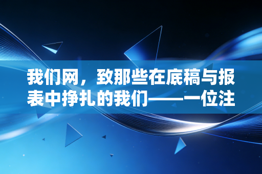 我们网，致那些在底稿与报表中挣扎的我们——一位注会老兵的行业沉思录