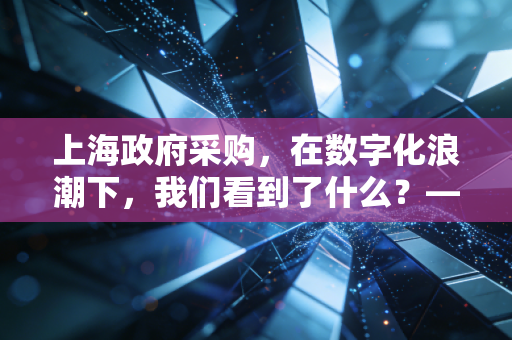 上海政府采购，在数字化浪潮下，我们看到了什么？——一名CPA的深度观察与思考