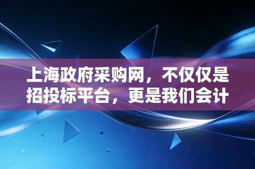 上海政府采购网，不仅仅是招投标平台，更是我们会计人透视市场风向的隐形金矿