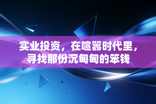 实业投资，在喧嚣时代里，寻找那份沉甸甸的笨钱
