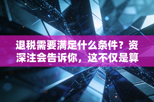 退税需要满足什么条件？资深注会告诉你，这不仅是算账，更是对生活的复盘