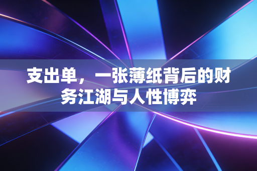 支出单，一张薄纸背后的财务江湖与人性博弈