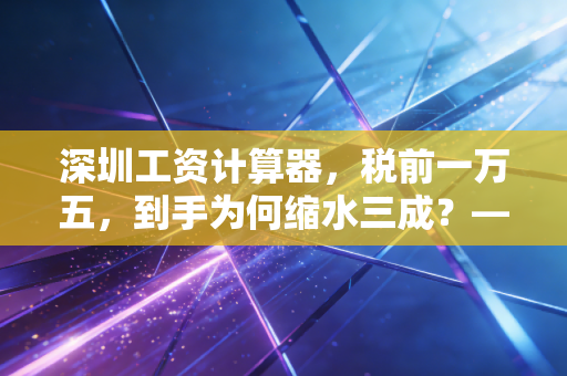 深圳工资计算器,税前一万五,到手为何缩水三成?—— 一个注会师的深度剖析与生存建议