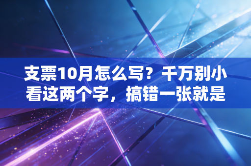 支票10月怎么写?千万别小看这两个字,搞错一张就是几万块的损失
