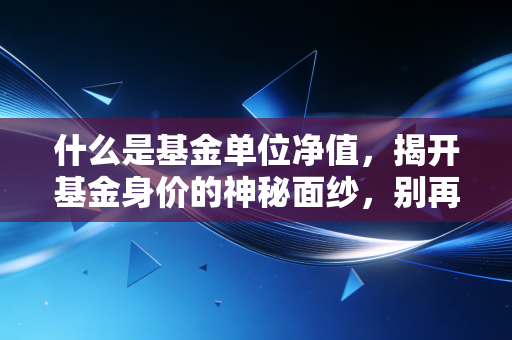 什么是基金单位净值,揭开基金身价的神秘面纱,别再被便宜蒙蔽了双眼