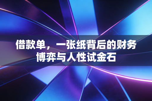 借款单，一张纸背后的财务博弈与人性试金石