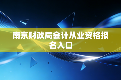 南京财政局会计从业资格报名入口