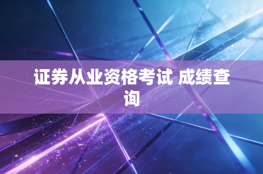 证券从业资格考试 成绩查询