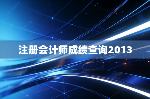 注册会计师成绩查询2013