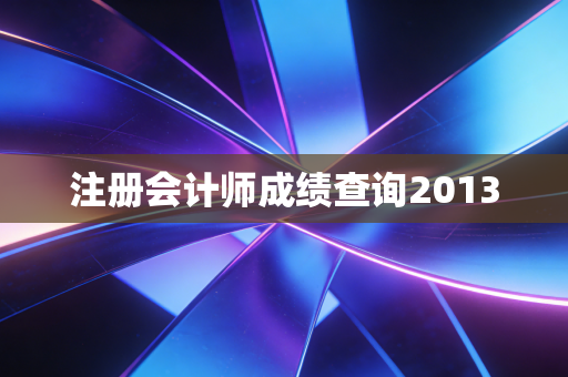 注册会计师成绩查询2013