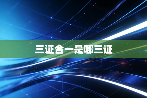 三证合一是哪三证