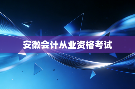 安徽会计从业资格考试
