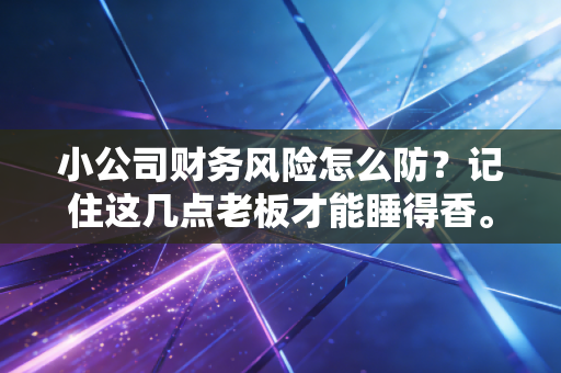小公司财务风险怎么防？记住这几点老板才能睡得香。