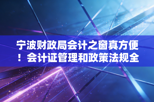 宁波财政局会计之窗真方便！会计证管理和政策法规全都有。