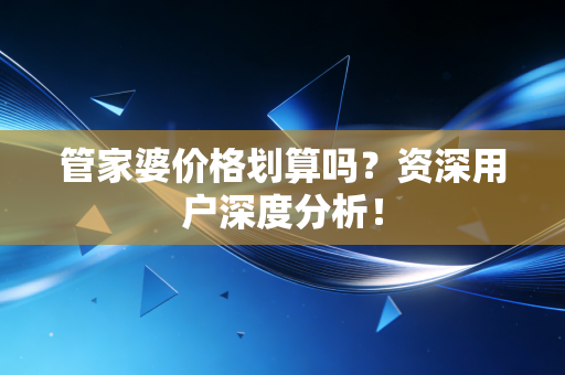 管家婆价格划算吗？资深用户深度分析！