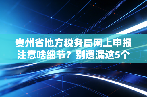 贵州省地方税务局网上申报注意啥细节？别遗漏这5个关键事项！