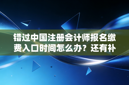 错过中国注册会计师报名缴费入口时间怎么办？还有补救措施