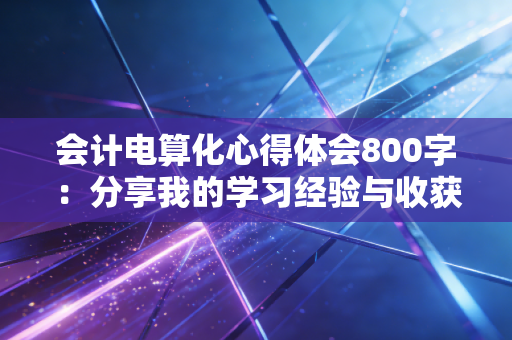 会计电算化心得体会800字：分享我的学习经验与收获！