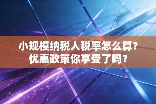 小规模纳税人税率怎么算?优惠政策你享受了吗?