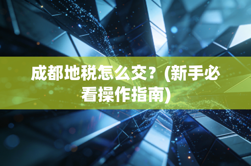 成都地税怎么交？(新手必看操作指南)