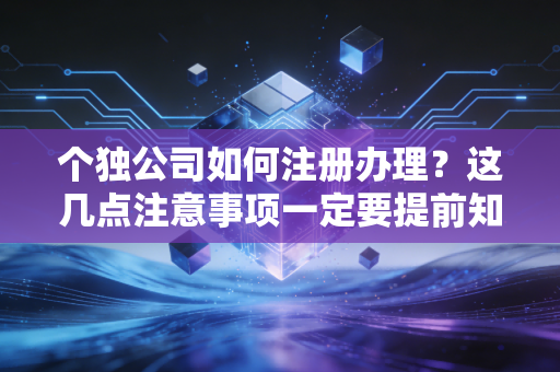 个独公司如何注册办理?这几点注意事项一定要提前知道!