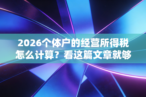2026个体户的经营所得税怎么计算？看这篇文章就够了！