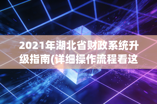2021年湖北省财政系统升级指南(详细操作流程看这里)