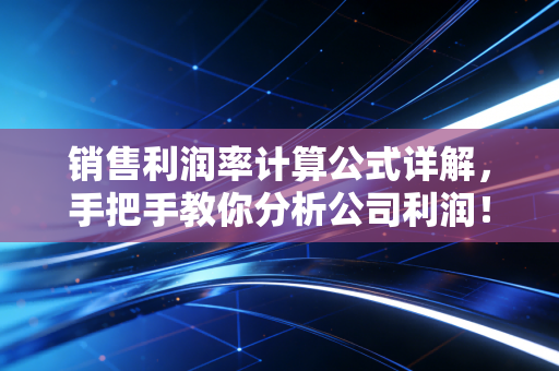 销售利润率计算公式详解,手把手教你分析公司利润!