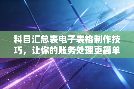 科目汇总表电子表格制作技巧，让你的账务处理更简单！