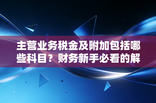 主营业务税金及附加包括哪些科目？财务新手必看的解析！